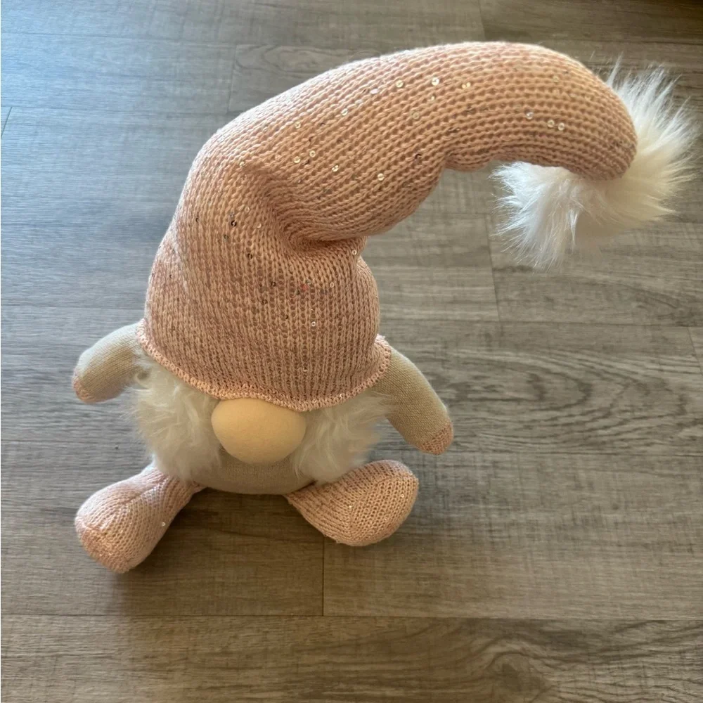 New Adorable Pink and Cream Sparkle Gnome Plush Decor